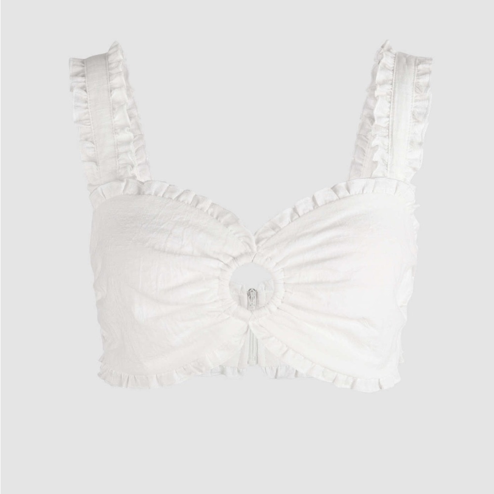 NOT TOO BASIC WHITE OUTLINE RUFFLE TANK TOP SMALL